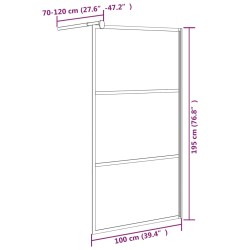 Parete Doccia Walk in 100x195 cm in Vetro Smerigliato ESG Nero