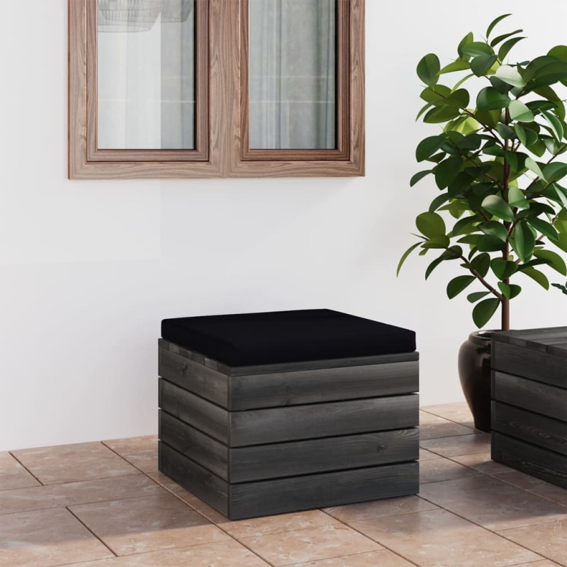   Pouf da Giardino su Pallet con Cuscino in Legno di Pino