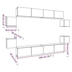   Set Mobili Porta TV 8pz Rovere Fumo in Legno Ingegnerizzato