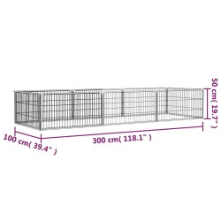   Box Cani 8 Pannelli Nero 100x50 cm Acciaio Verniciato Polvere