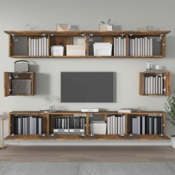   Set di Mobili Porta TV 6 pz Rovere Fumo in Legno Ingegnerizzato