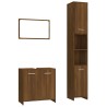 Set Mobili da Bagno 3 pz Rovere Marrone in Legno Ingegnerizzato