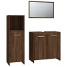 Set Mobili da Bagno 3 pz Rovere Marrone in Legno Ingegnerizzato