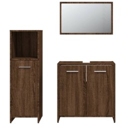 Set Mobili da Bagno 3 pz Rovere Marrone in Legno Ingegnerizzato