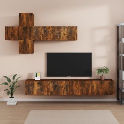   Set di Mobili Porta TV 7 pz Rovere Fumo in Legno Ingegnerizzato