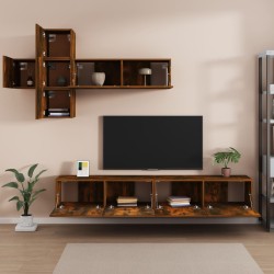   Set di Mobili Porta TV 7 pz Rovere Fumo in Legno Ingegnerizzato