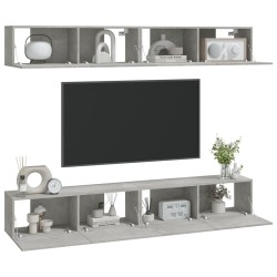   Mobili Porta TV a Parete 4 pz Grigio Cemento 100x30x30 cm