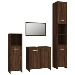 Set Mobili da Bagno 4 pz Rovere Marrone in Legno Ingegnerizzato