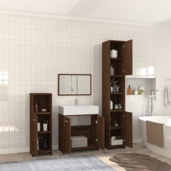 Set Mobili da Bagno 4 pz Rovere Marrone in Legno Ingegnerizzato