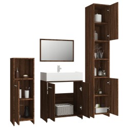 Set Mobili da Bagno 4 pz Rovere Marrone in Legno Ingegnerizzato