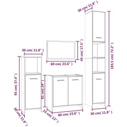 Set Mobili da Bagno 4 pz Rovere Marrone in Legno Ingegnerizzato