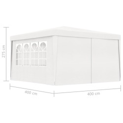 Gazebo Professionale con Pareti 4x4 m Bianco 90 g/m²