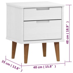   Comodino MOLDE Bianco 40x35x48 cm in Legno Massello di Pino