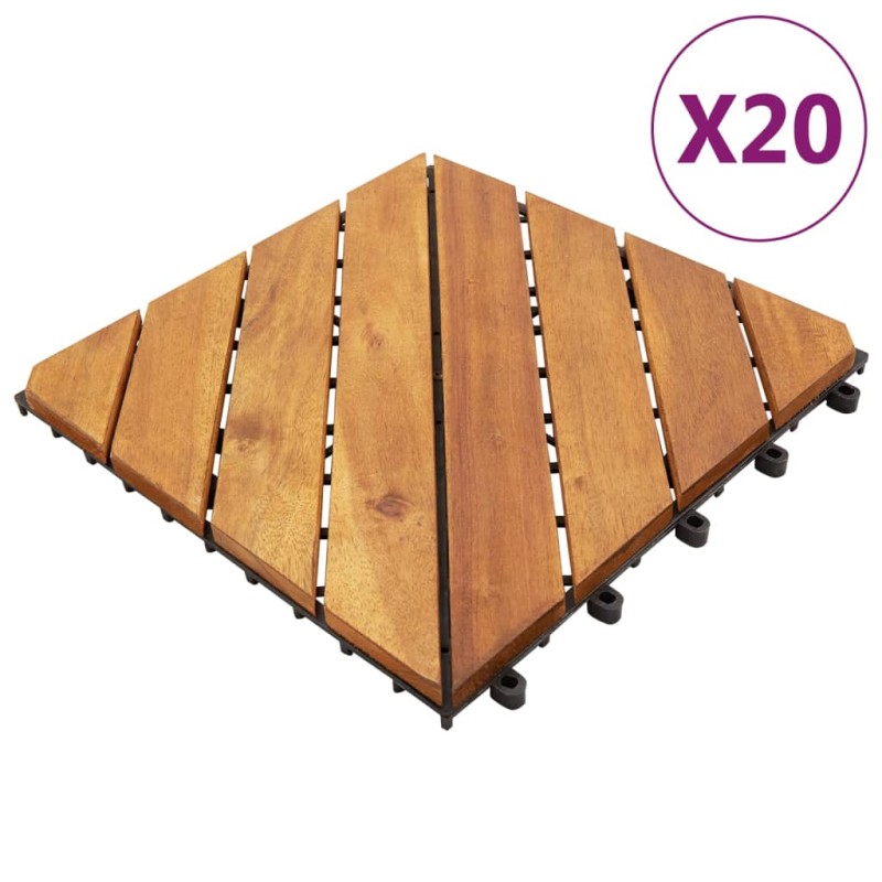 vidaXL Piastrelle Esterni 20 pz Marroni 30x30 cm Legno Massello Acacia