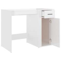   Scrivania Bianco Lucido 100x49x75 cm in Legno Ingegnerizzato