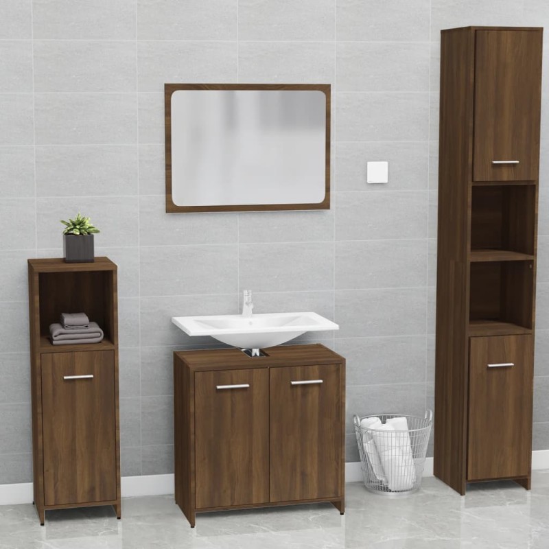 Set Mobili da Bagno Rovere Marrone in Legno Ingegnerizzato