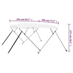 Bimini di Prua con Tendalino a 4 Archi Bianco 243x196x137 cm