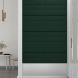 Pannelli Murali 12 pz Verde Scuro 60x15 cm Tessuto 1,08 m²