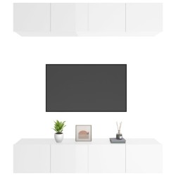   Mobili TV 4 pz Bianco Lucido 80x30x30 cm in Legno Ingegnerizzato