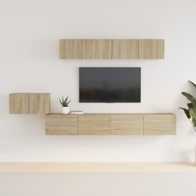   Set di Mobili Porta TV 5 pz Rovere Sonoma in Legno Ingegnerizzato