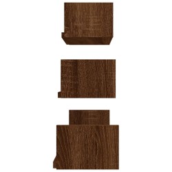   Mensole Espositive Parete 3 pz Rovere Marrone Legno ingegnerizzato