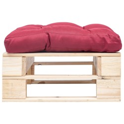 vidaXL Ottomana Pallet da Giardino con Cuscino Rosso in Legno Naturale