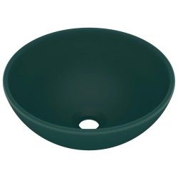   Lavandino Lusso Rotondo Verde Scuro Opaco 32,5x14 cm Ceramica