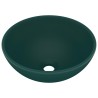   Lavandino Lusso Rotondo Verde Scuro Opaco 32,5x14 cm Ceramica