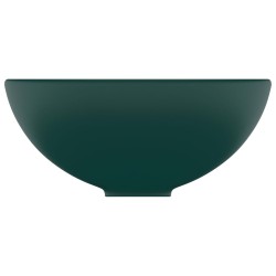   Lavandino Lusso Rotondo Verde Scuro Opaco 32,5x14 cm Ceramica