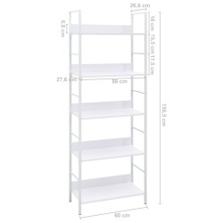   Libreria a 5 Ripiani Bianca 60x27,6x158,5 cm in Truciolato