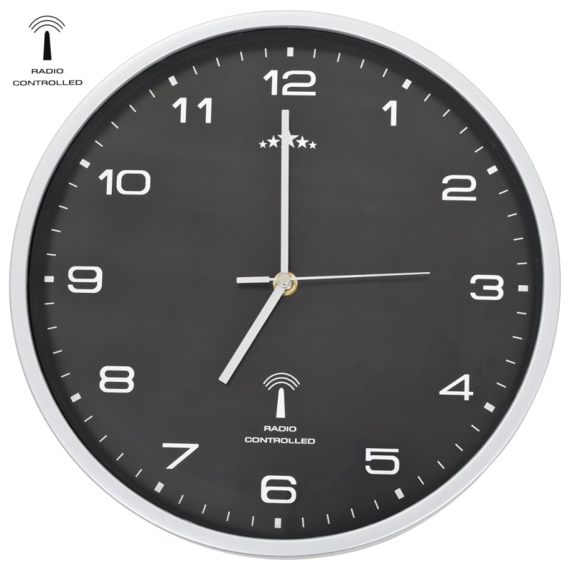   Orologio a Parete Radiocontrollato Movimento Quarzo 31 cm Nero