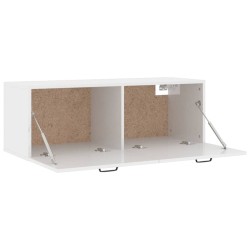   Mobile Pensile Bianco Lucido 100x36,5x35 cm Legno ingegnerizzato