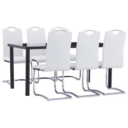 vidaXL Set Sala da Pranzo 7 pz in Similpelle Bianco