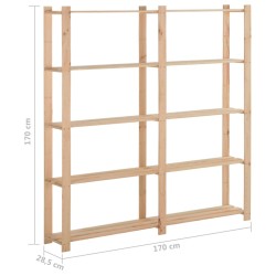 vidaXL Scaffale a 5 Livelli 170x28,5x170 cm in Legno Massello di Pino