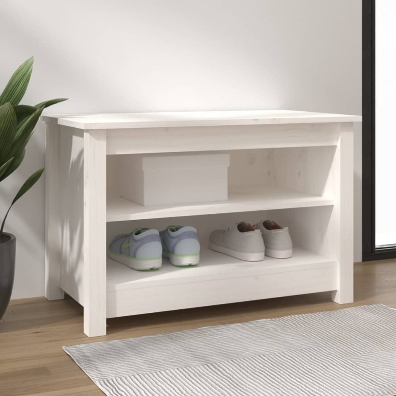 vidaXL Scarpiera Bianca 70x38x45,5 cm in Legno Massello di Pino