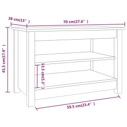 vidaXL Scarpiera Bianca 70x38x45,5 cm in Legno Massello di Pino