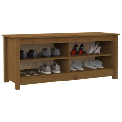 vidaXL Scarpiera Miele 110x38x45,5 cm in Legno Massello di Pino