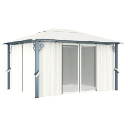 vidaXL Gazebo con Tenda 400 x 300 cm Crema Alluminio