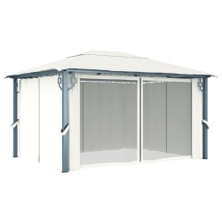 vidaXL Gazebo con Tenda 400 x 300 cm Crema Alluminio