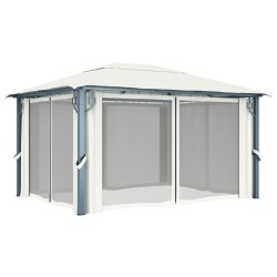 vidaXL Gazebo con Tenda 400 x 300 cm Crema Alluminio