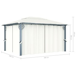 vidaXL Gazebo con Tenda 400 x 300 cm Crema Alluminio