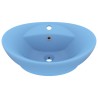 vidaXL Lavabo con Troppopieno Ovale Azzurro Opaco 58,5x39 cm Ceramica