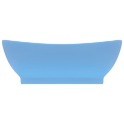 vidaXL Lavabo con Troppopieno Ovale Azzurro Opaco 58,5x39 cm Ceramica