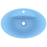 vidaXL Lavabo con Troppopieno Ovale Azzurro Opaco 58,5x39 cm Ceramica