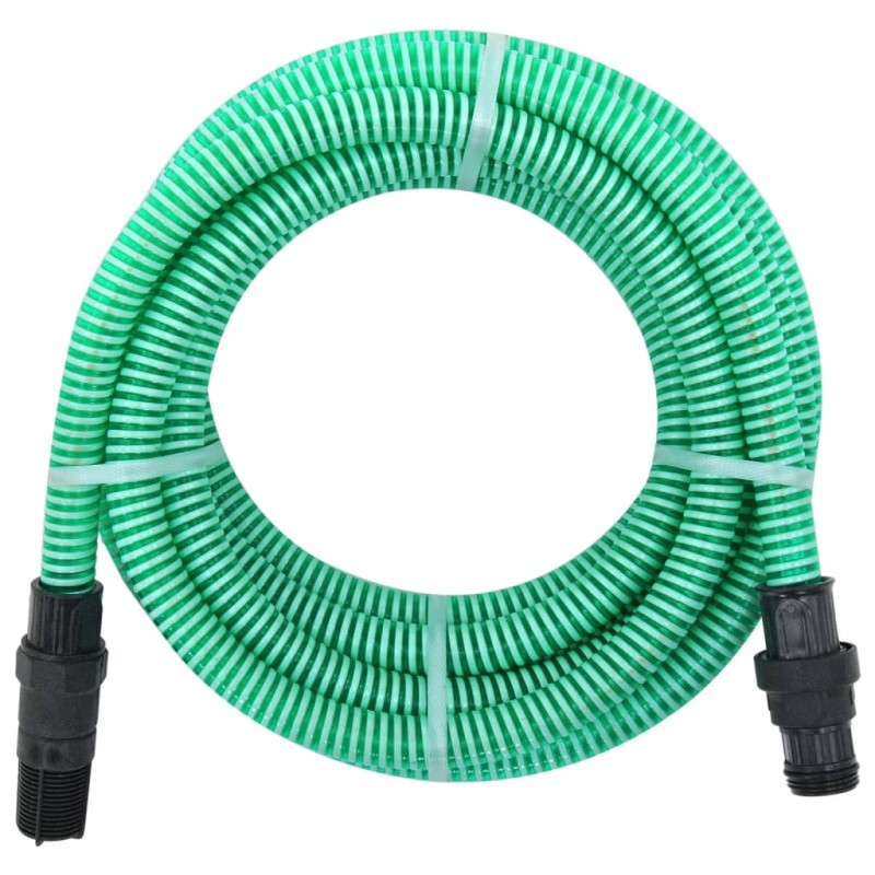 vidaXL Tubo di Aspirazione con Raccordi in Ottone Verde 1" 4 m in PVC