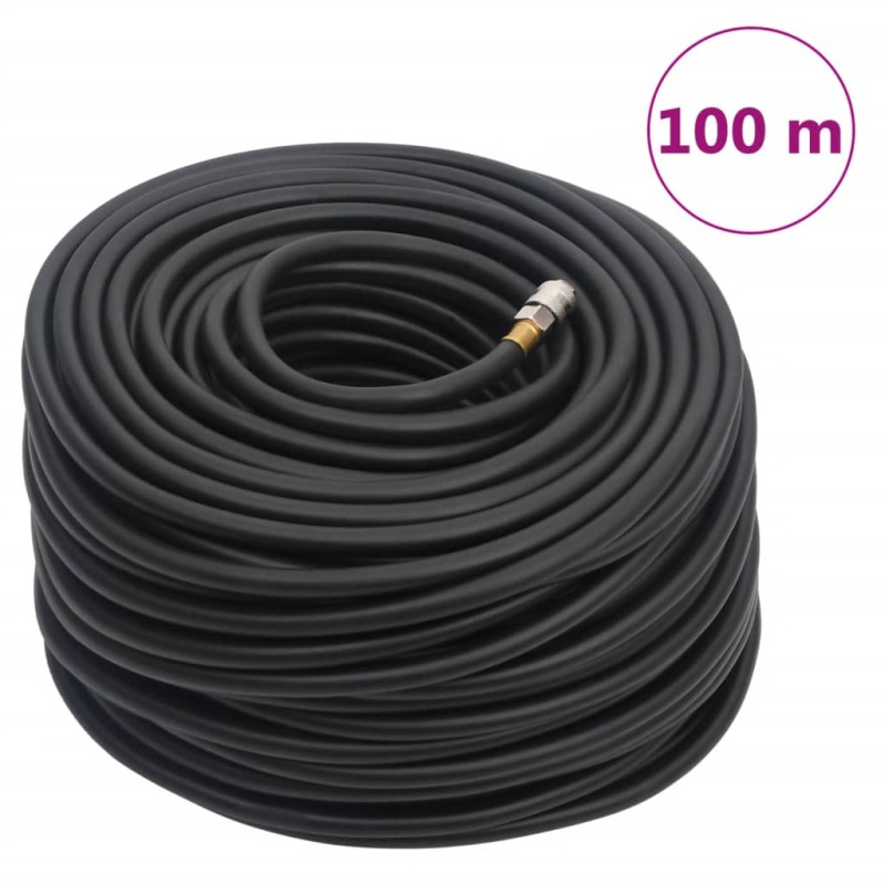 vidaXL Tubo Aria Ibrido Nero 0,6" 100 m in Gomma e PVC