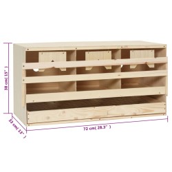 vidaXL Casetta Cova per Galline 3 Scomparti 72x33x38 cm Legno di Pino