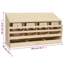 vidaXL Casetta Cova per Galline 4 Scomparti 106x40x59 cm Legno di Pino