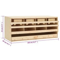 vidaXL Casetta Cova per Galline 4 Scomparti 106x40x45 cm Legno di Pino