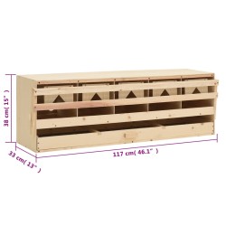 vidaXL Casetta Cova per Galline 5 Scomparti 117x33x38 cm Legno di Pino